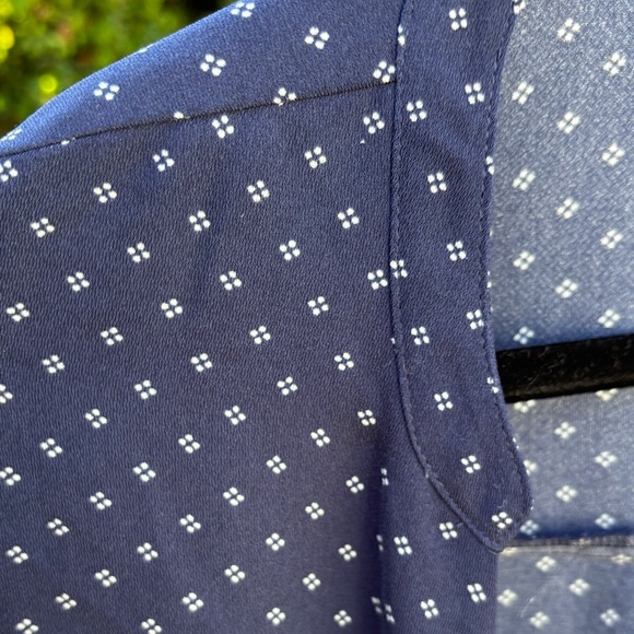 J. Crew Blouse Blue White Foulard Dot Wrap Style Size Medium - Picture 6 of 10